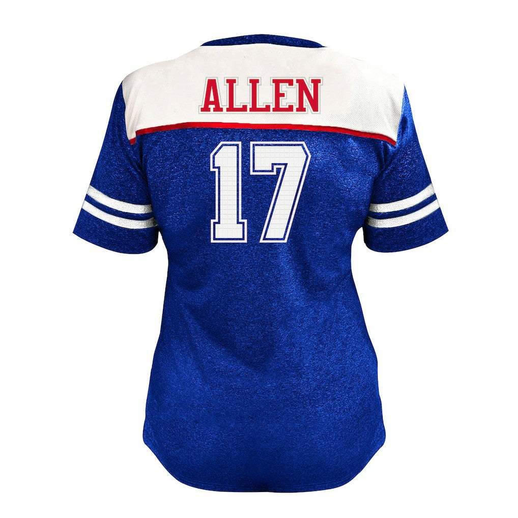 Josh Allen Buffalo Bills Women's Plus Size Bling V-Neck T-Shirt - White - Fanatics
