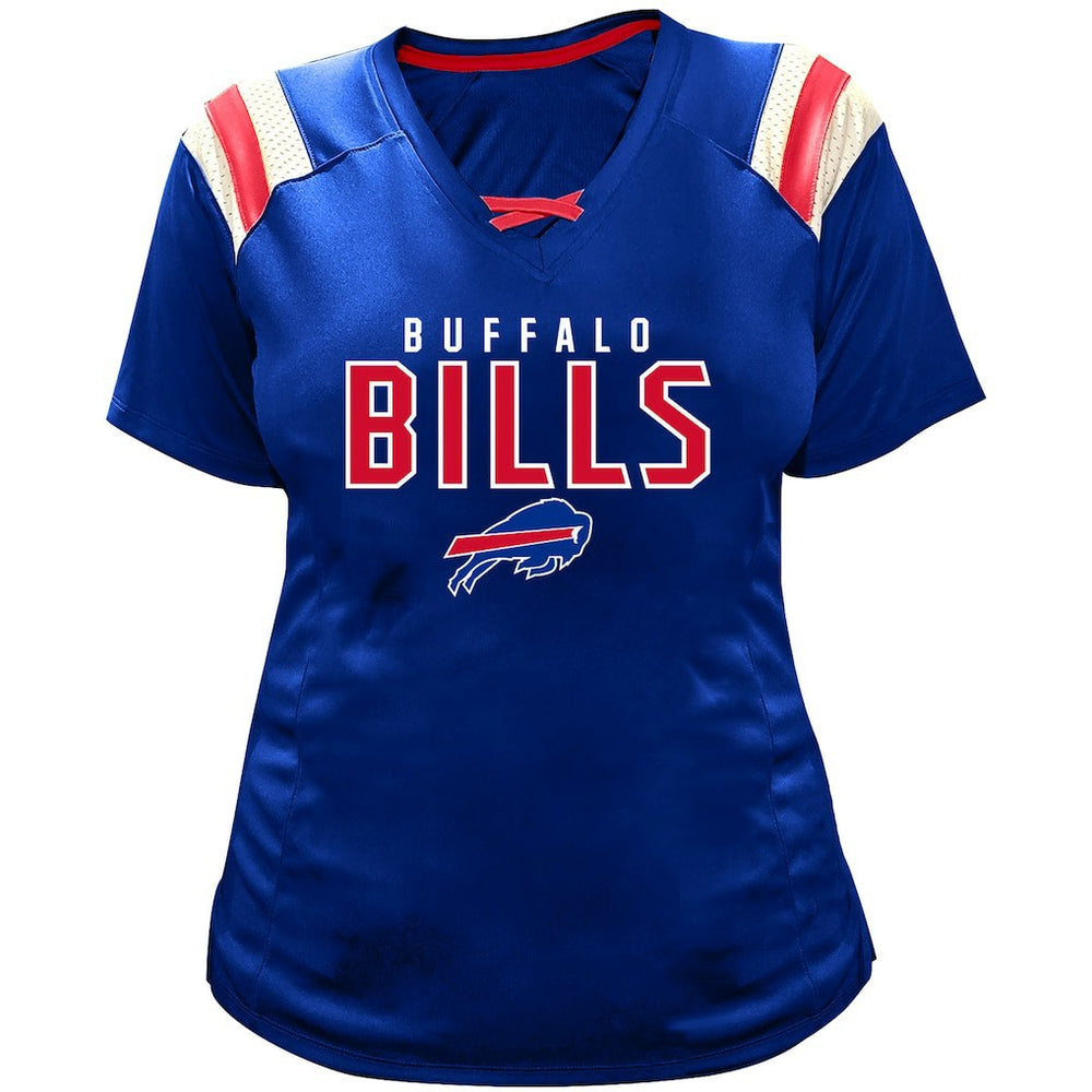 Josh Allen Buffalo Bills Women's Plus Size Name & Number Raglan Lace V-Neck T-Shirt - Royal - Fanatics