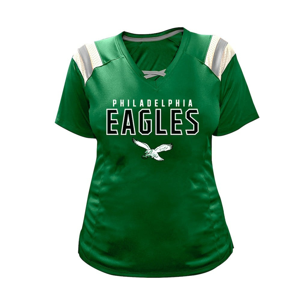 Saquon Barkley Philadelphia Eagles Women's Plus Size Name & Number Raglan Lace V-Neck T-Shirt - Kelly Green - Fanatics