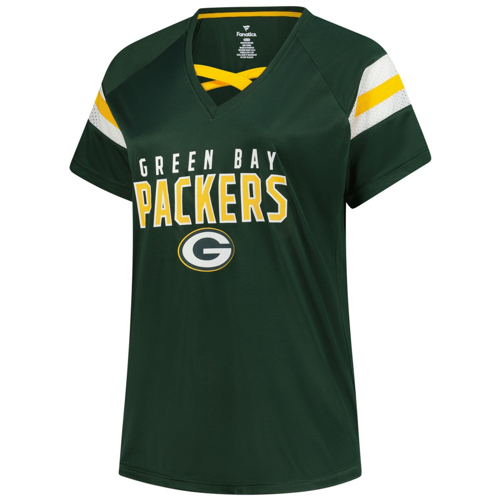 Jordan Love Green Bay Packers Women's Plus Size Name & Number Raglan Lace V-Neck T-Shirt - Green - Fanatics