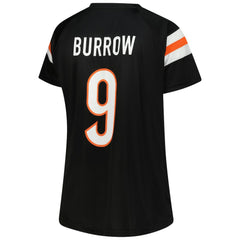 Joe Burrow Cincinnati Bengals Women's Plus Size Name & Number Raglan Lace V-Neck T-Shirt - Black - Fanatics