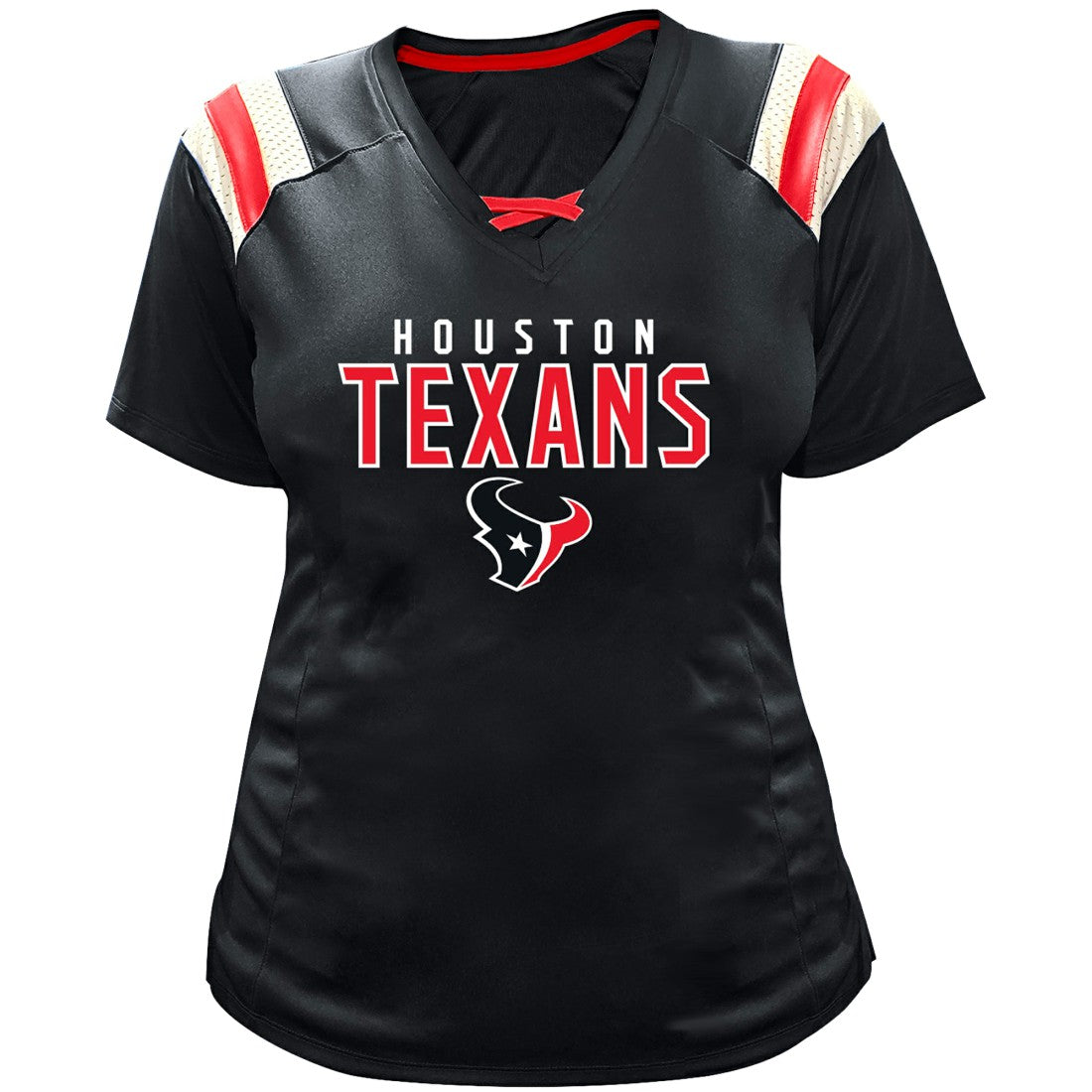 C.J. Stroud Houston Texans Women's Plus Size Name & Number Raglan Lace V-Neck T-Shirt - Navy - Fanatics
