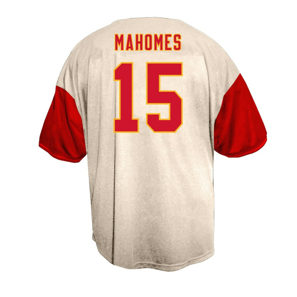 Patrick Mahomes Kansas City Chiefs Big & Tall Baseball Button-Up Shirt - Cream - Fanatics