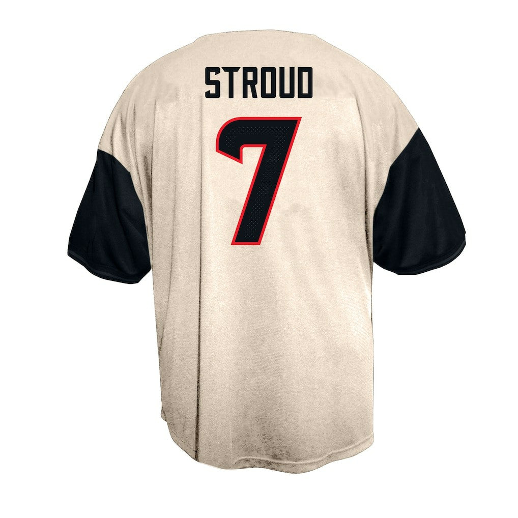 C.J. Stroud Houston Texans Big & Tall Baseball Button-Up Shirt - Cream - Fanatics