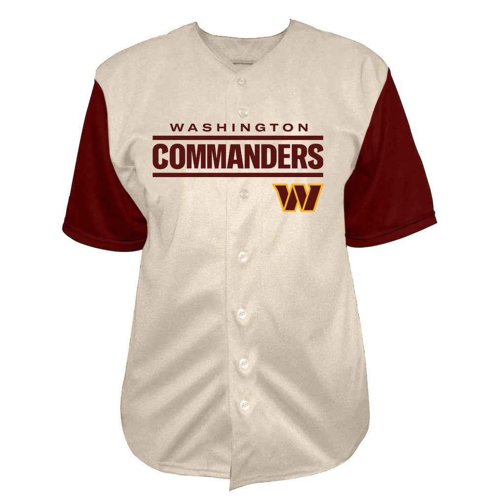 Jayden Daniels Washington Commanders Big & Tall Baseball Button-Up Shirt - Cream - Fanatics