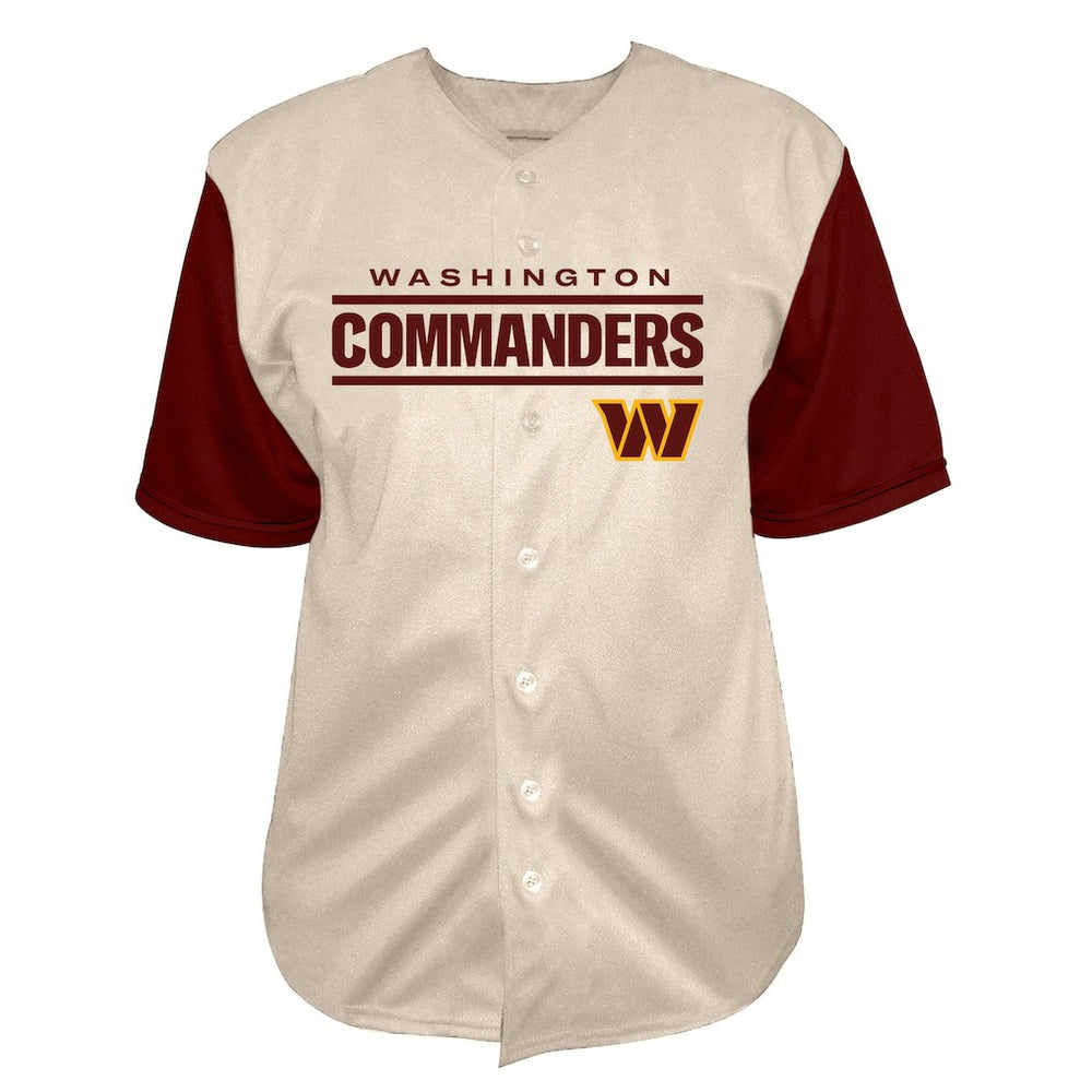 Jayden Daniels Washington Commanders Big & Tall Baseball Button-Up Shirt - Cream - Fanatics