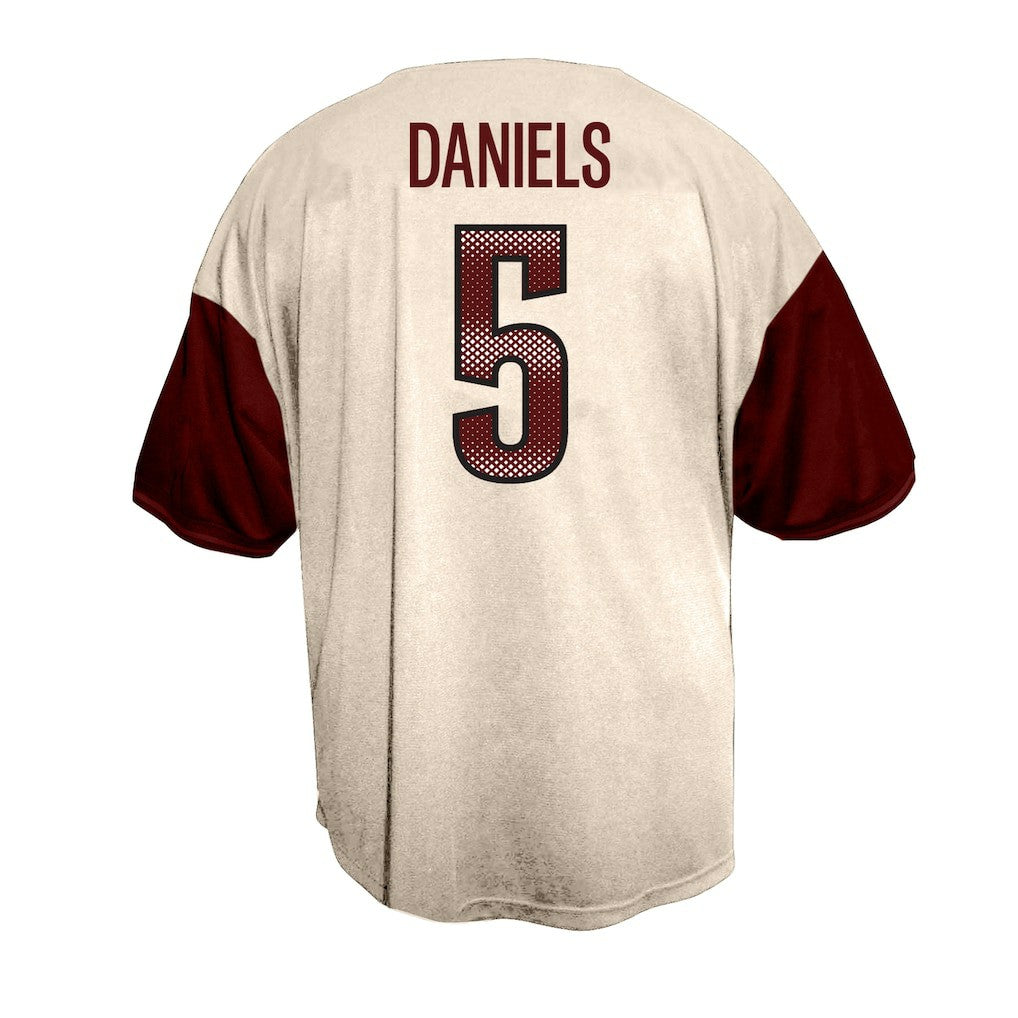 Jayden Daniels Washington Commanders Big & Tall Baseball Button-Up Shirt - Cream - Fanatics