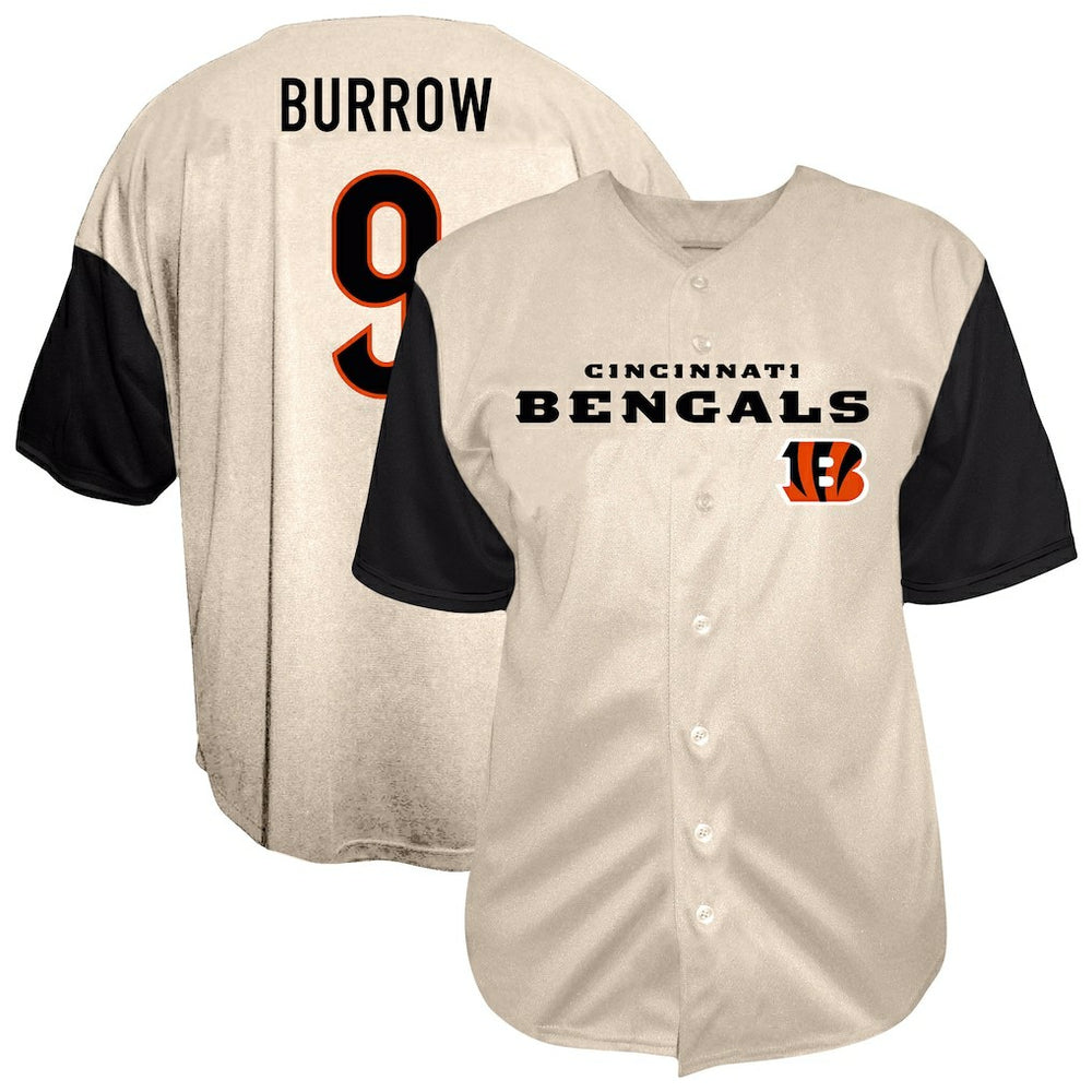 Joe Burrow Cincinnati Bengals Big & Tall Baseball Button-Up Shirt - Cream - Fanatics