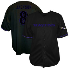 Lamar Jackson Baltimore Ravens Big & Tall Baseball Button-Up Shirt - Black - Fanatics