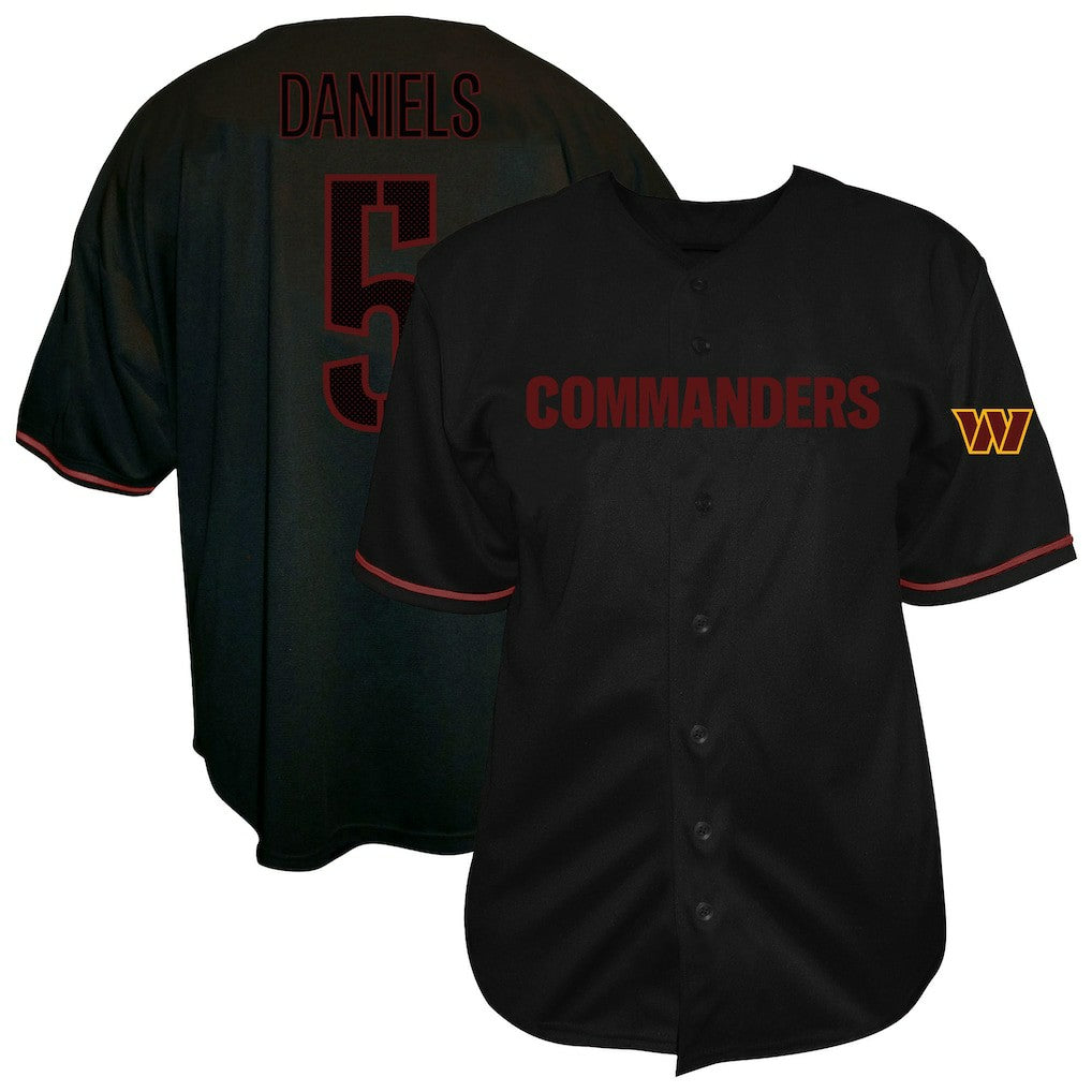 Jayden Daniels Washington Commanders Big & Tall Baseball Button-Up Shirt - Black - Fanatics