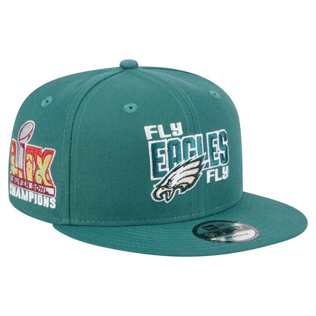 Philadelphia Eagles New Era Super Bowl LIX Champions Side Patch 9FIFTY Snapback Hat - Midnight Green - NFL