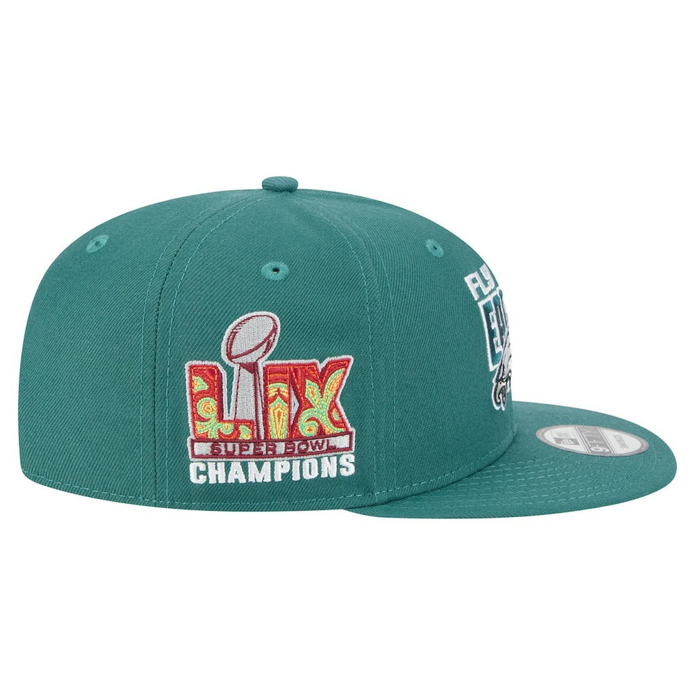 Philadelphia Eagles New Era Super Bowl LIX Champions Side Patch 9FIFTY Snapback Hat - Midnight Green - NFL