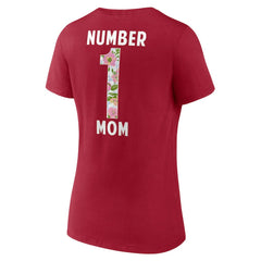 San Francisco 49ers Women's Number 1 Mom Floral V-Neck T-Shirt - Scarlet - NFL