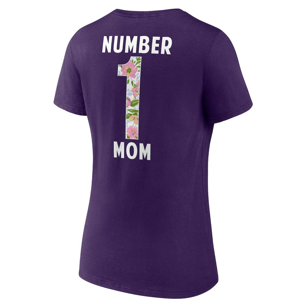 Baltimore Ravens Women's Number 1 Mom Floral V-Neck T-Shirt - Purple - NFL