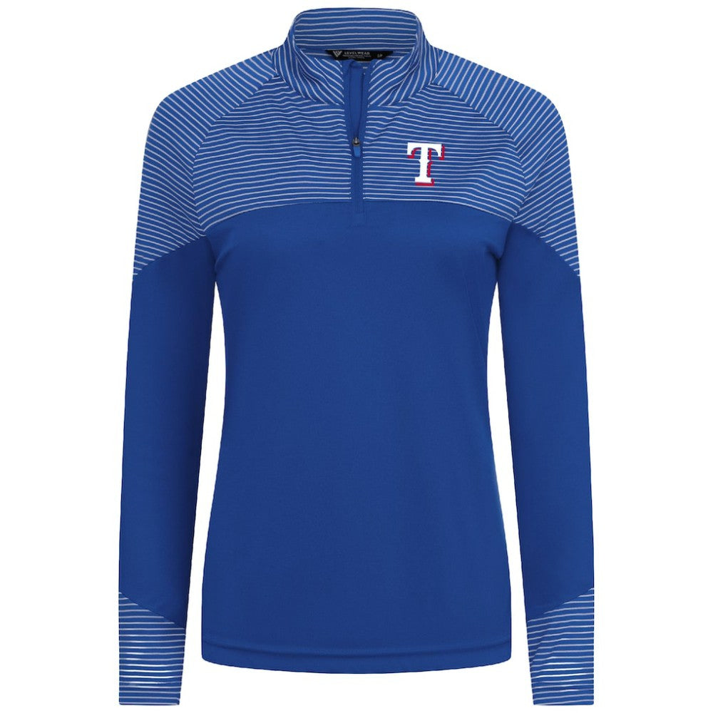 Texas Rangers Levelwear Women's Classic Stripes Insignia 2.0 Raglan Quarter-Zip Top Outlet