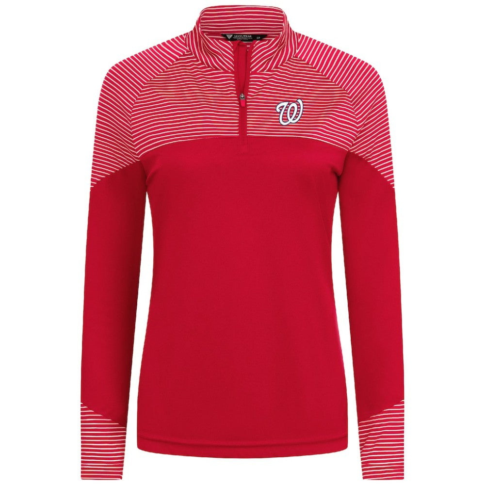 Washington Nationals Levelwear Women's Classic Stripes Insignia 2.0 Raglan Quarter-Zip Top Near Me
