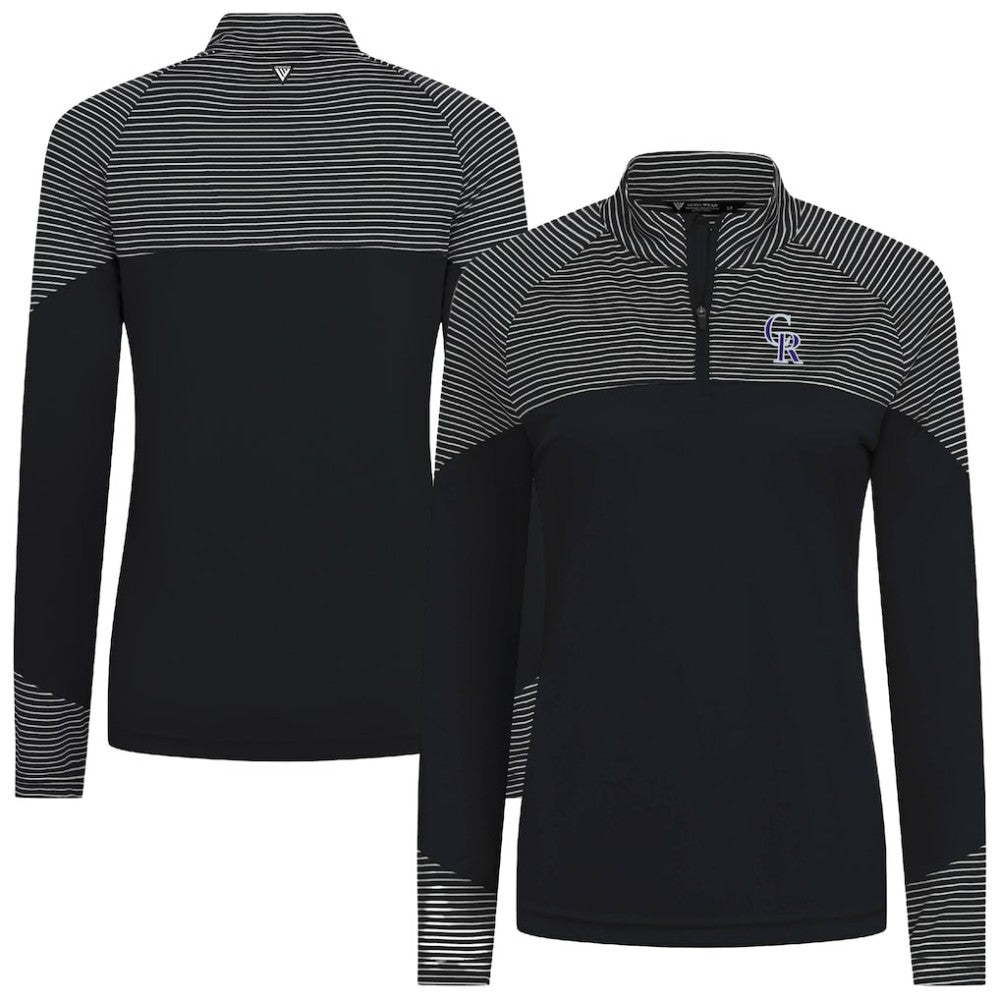 Colorado Rockies Levelwear Women's Classic Stripes Insignia 2.0 Raglan Quarter-Zip Top for sale