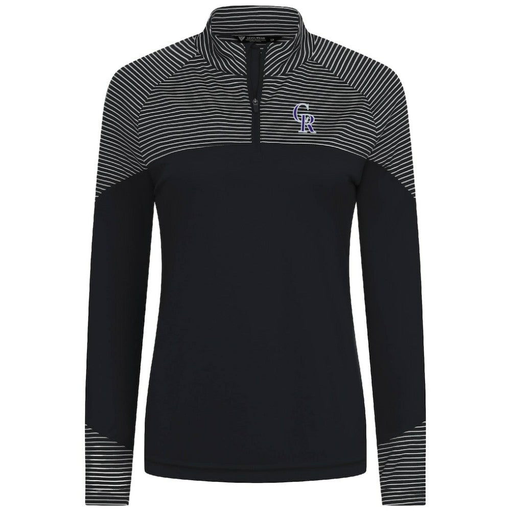 Colorado Rockies Levelwear Women's Classic Stripes Insignia 2.0 Raglan Quarter-Zip Top for sale