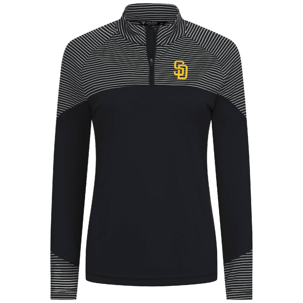 San Diego Padres Levelwear Women's Classic Stripes Insignia 2.0 Raglan Quarter-Zip Top Outlet