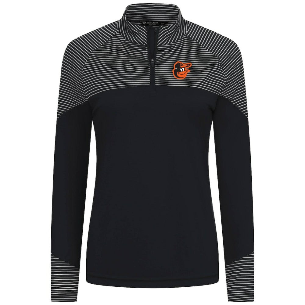 Baltimore Orioles Levelwear Women's Classic Stripes Insignia 2.0 Raglan Quarter-Zip Top Discount