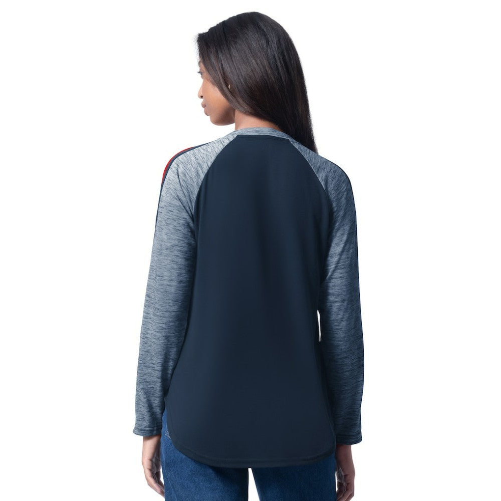 Cleveland Guardians G-III 4Her by Carl Banks Women's Top Dog Raglan Long Sleeve V-Neck T-Shirt Outlet