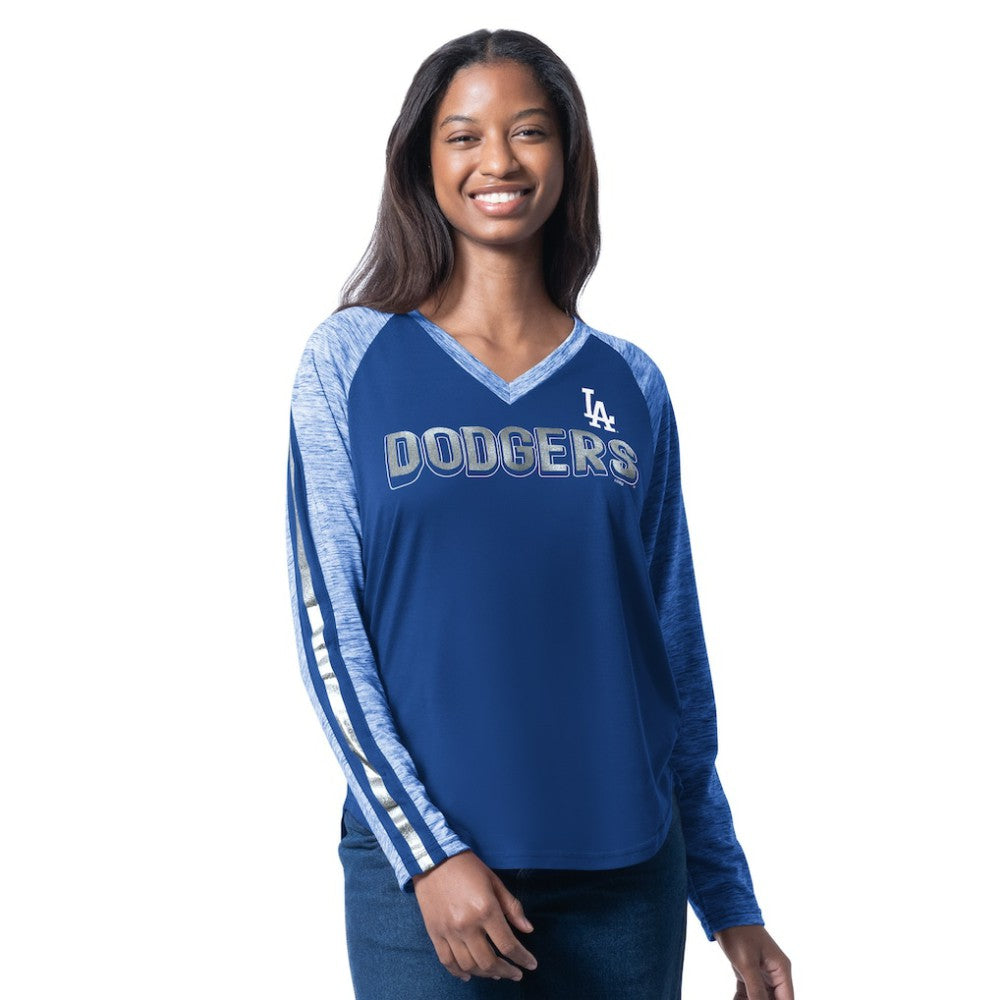 Los Angeles Dodgers G-III 4Her by Carl Banks Women's Top Dog Raglan Long Sleeve V-Neck T-Shirt Discount