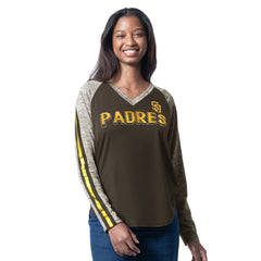 San Diego Padres G-III 4Her by Carl Banks Women's Top Dog Raglan Long Sleeve V-Neck T-Shirt Online