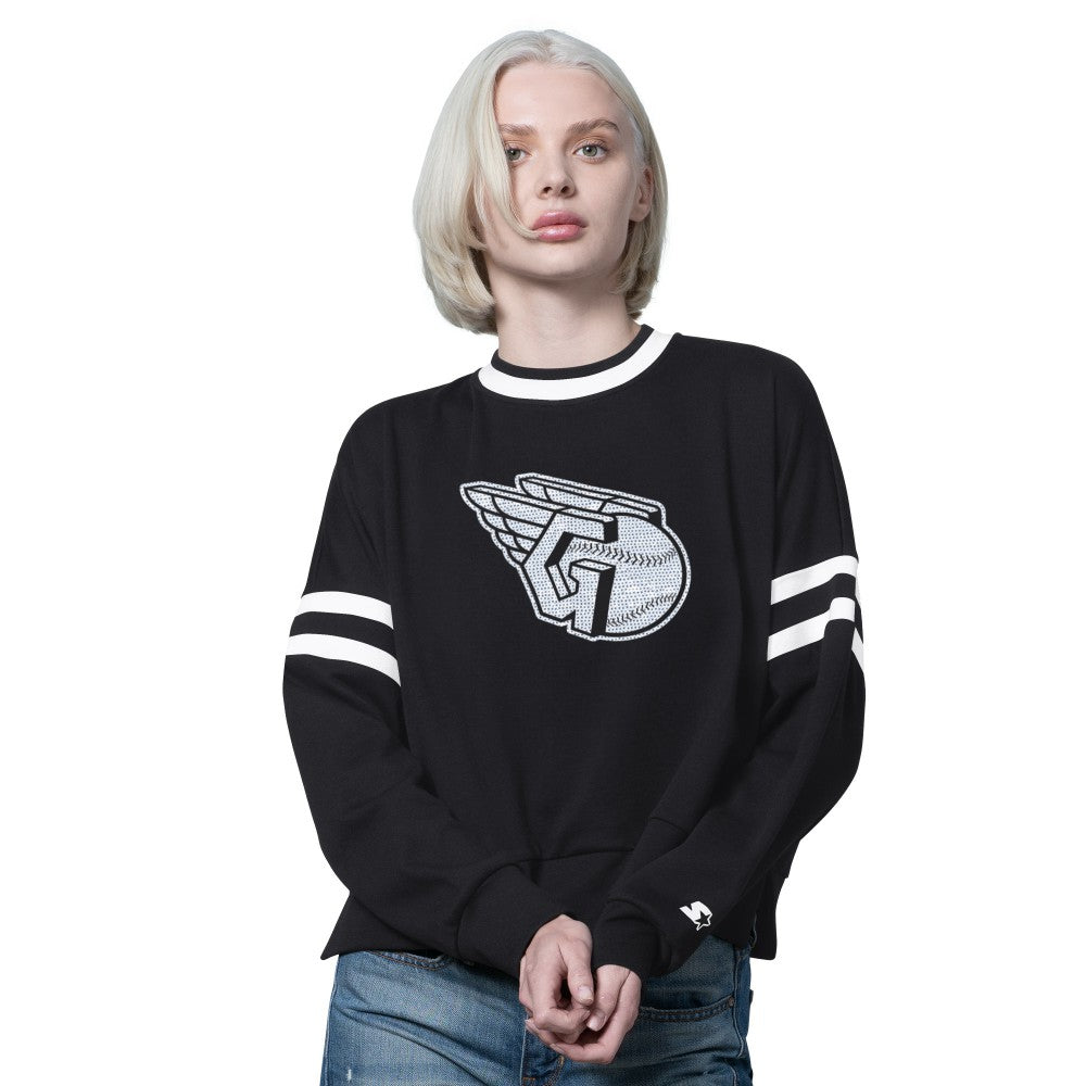 Cleveland Guardians Starter Women's Rally Cropped Drop Shoulder Crewneck Sweatshirt Online