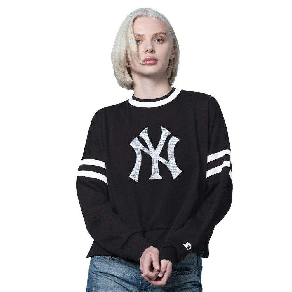 New York Yankees Starter Women's Rally Cropped Drop Shoulder Crewneck Sweatshirt Discount