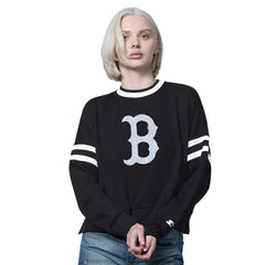 Boston Red Sox Starter Women's Rally Cropped Drop Shoulder Crewneck Sweatshirt Online