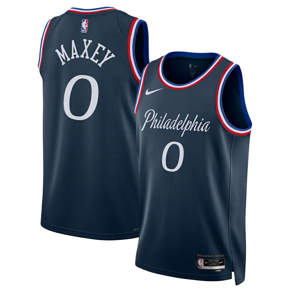 Nike Tyrese Maxey Philadelphia 76ers Unisex 2025/26 Swingman Jersey Navy City Edition