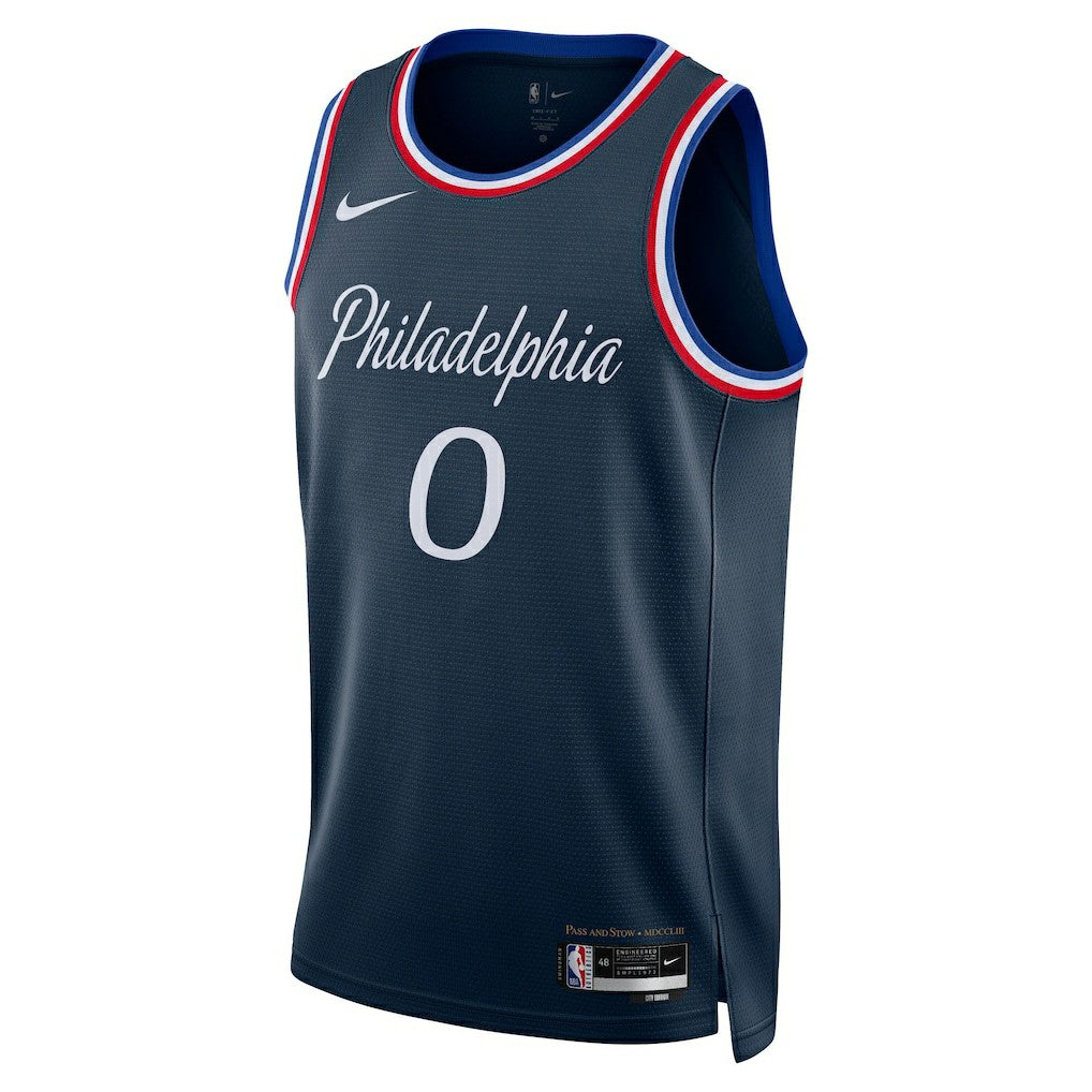 Nike Tyrese Maxey Philadelphia 76ers Unisex 2025/26 Swingman Jersey Navy City Edition