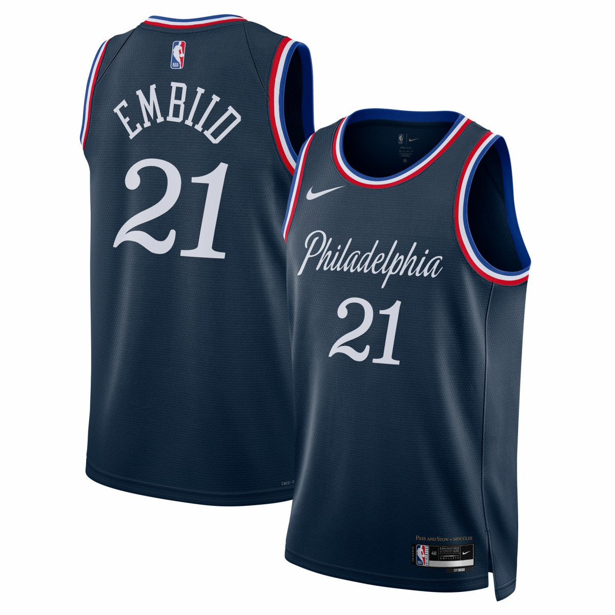 Nike Joel Embiid Philadelphia 76ers Unisex 2025/26 Swingman Jersey Navy City Edition