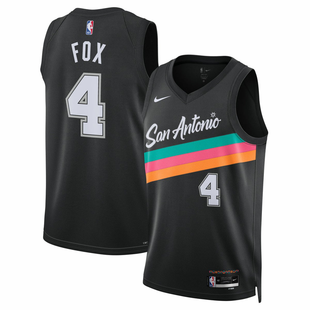 Nike De'Aaron Fox San Antonio Spurs Unisex 2025/26 Swingman Jersey Black City Edition