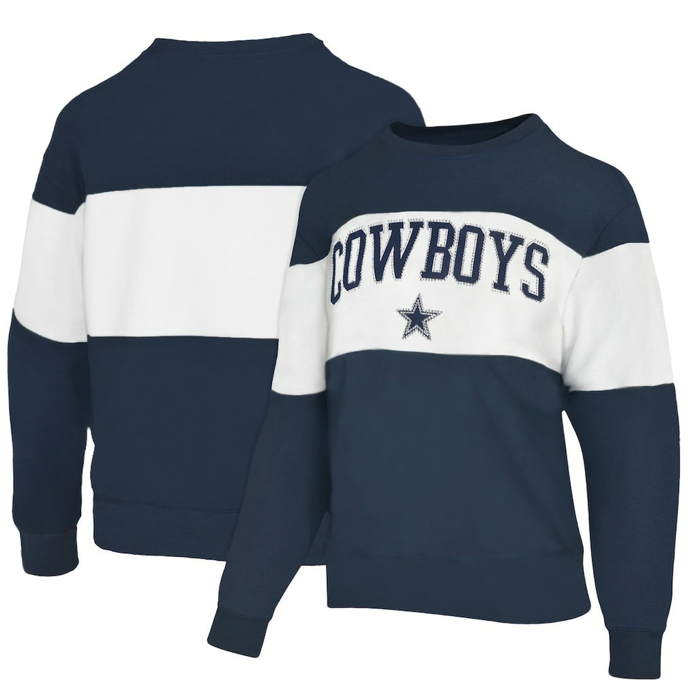 Dallas Cowboys Lauren James Women's Bling Colorblock Terry Sweatshirt - Navy - NFL