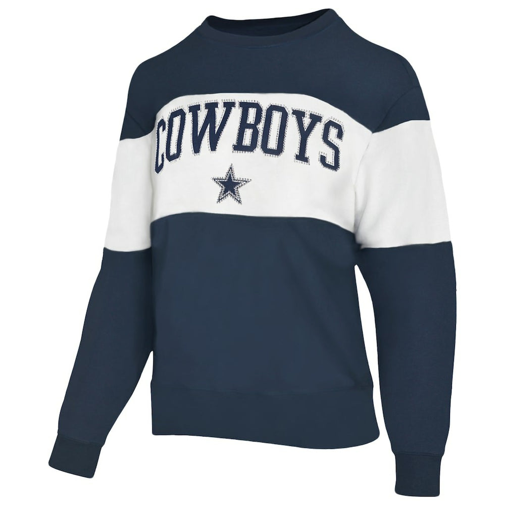Dallas Cowboys Lauren James Women's Bling Colorblock Terry Sweatshirt - Navy - NFL