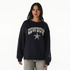 Dallas Cowboys The Wild Collective Women's Rock Crystal Oversized Crewneck Sweatshirt - Navy - NFL