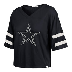 Dallas Cowboys '47 Women's Premier Scout Cropped V-Neck T-Shirt - Navy - 47 brand