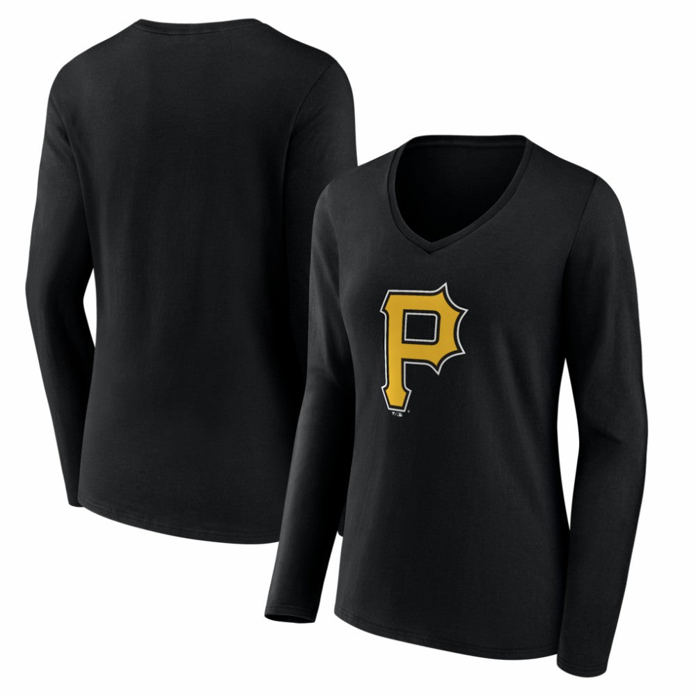 Pittsburgh Pirates Women's Logo Long Sleeve V-Neck T-Shirt Outlet