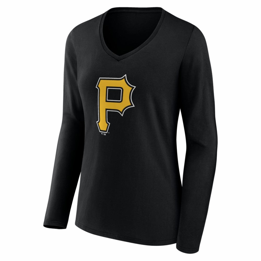 Pittsburgh Pirates Women's Logo Long Sleeve V-Neck T-Shirt Outlet