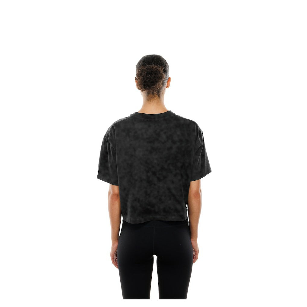 Dallas Cowboys New Era Women's Boxy Cropped Sport Night Mineral Wash T-Shirt - Black - NFL