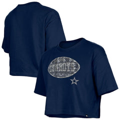 Dallas Cowboys New Era Girl's Flip Sequin Boxy T-Shirt - Navy - NFL