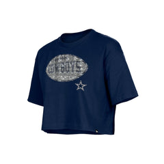Dallas Cowboys New Era Girl's Flip Sequin Boxy T-Shirt - Navy - NFL