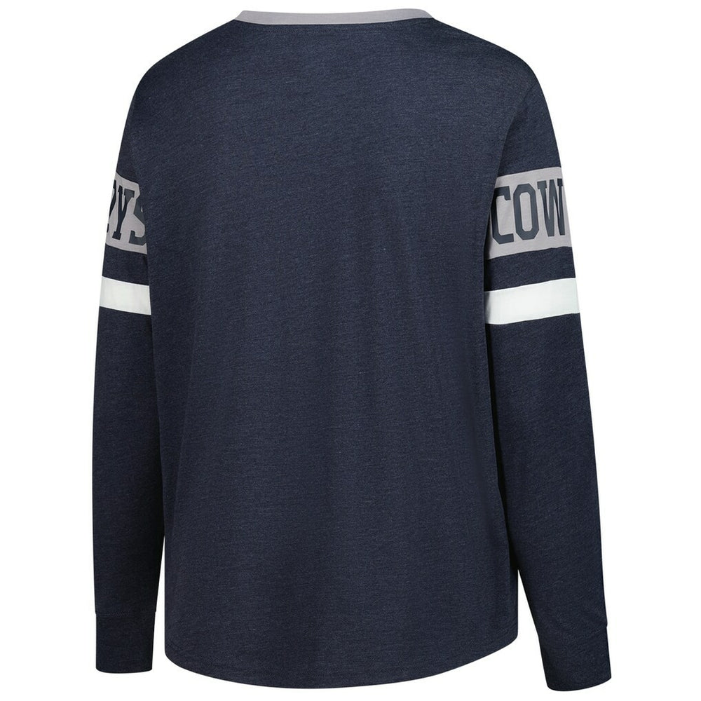 Dallas Cowboys New Era Women's Plus Size Throwback Lace-Up Long Sleeve T-Shirt - Navy - NFL