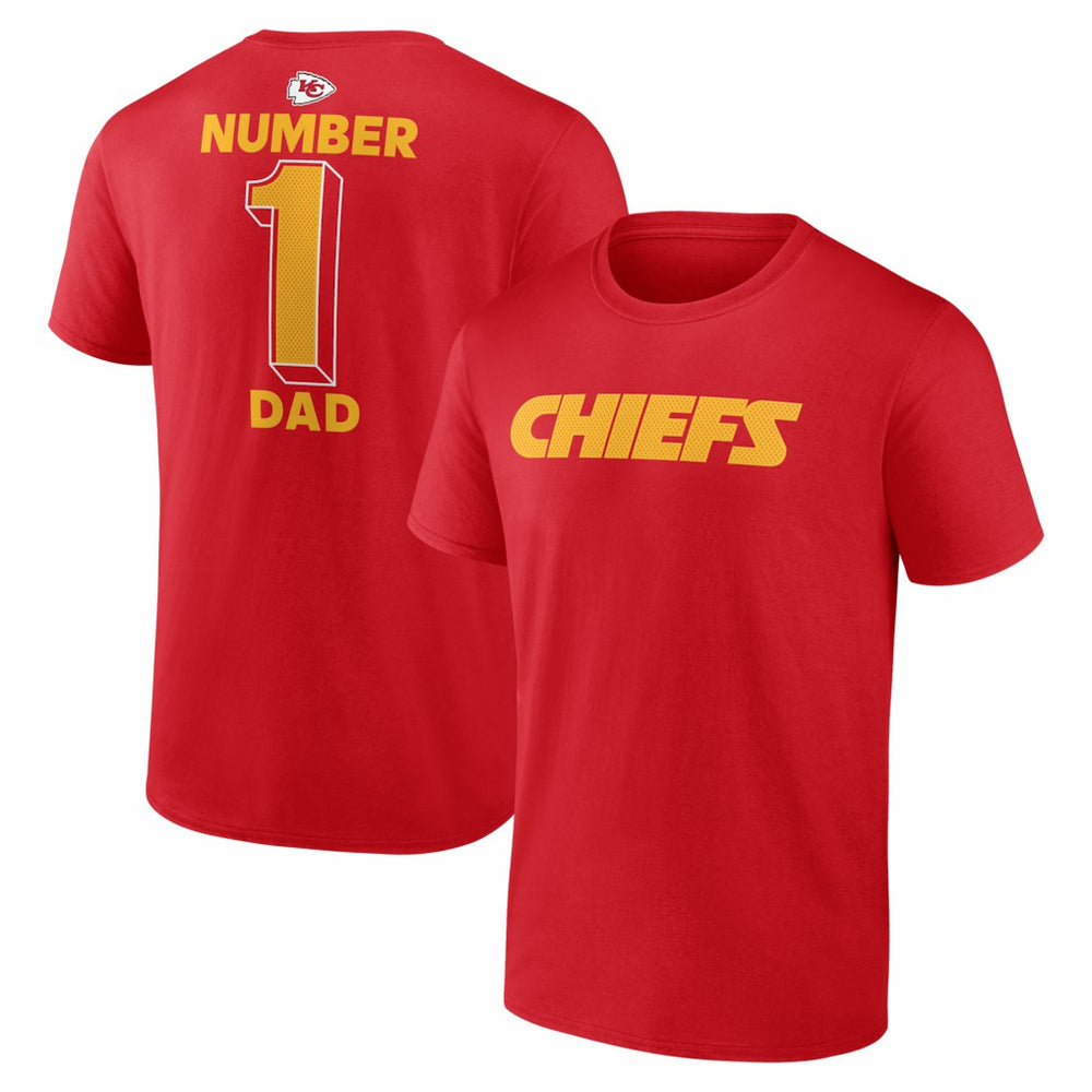 Kansas City Chiefs #1 Dad Jersey T-Shirt - Red - NFL