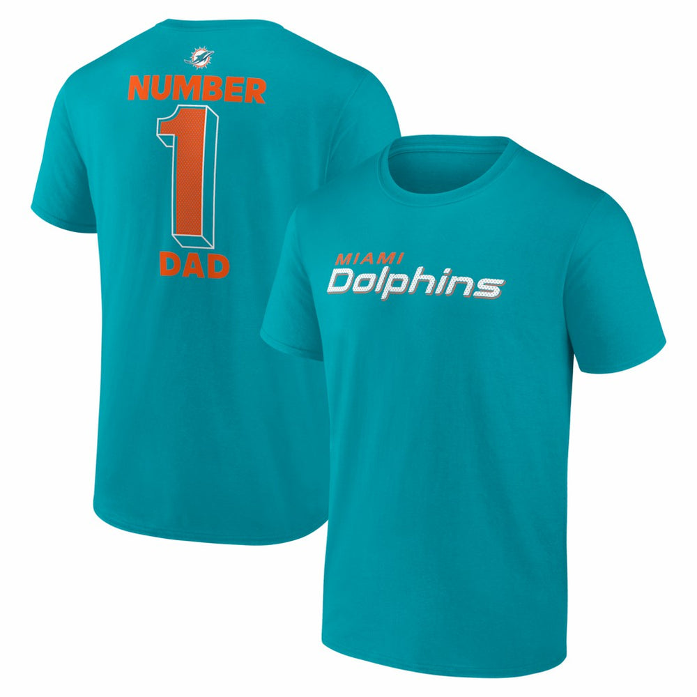 Miami Dolphins #1 Dad Jersey T-Shirt - Aqua - NFL