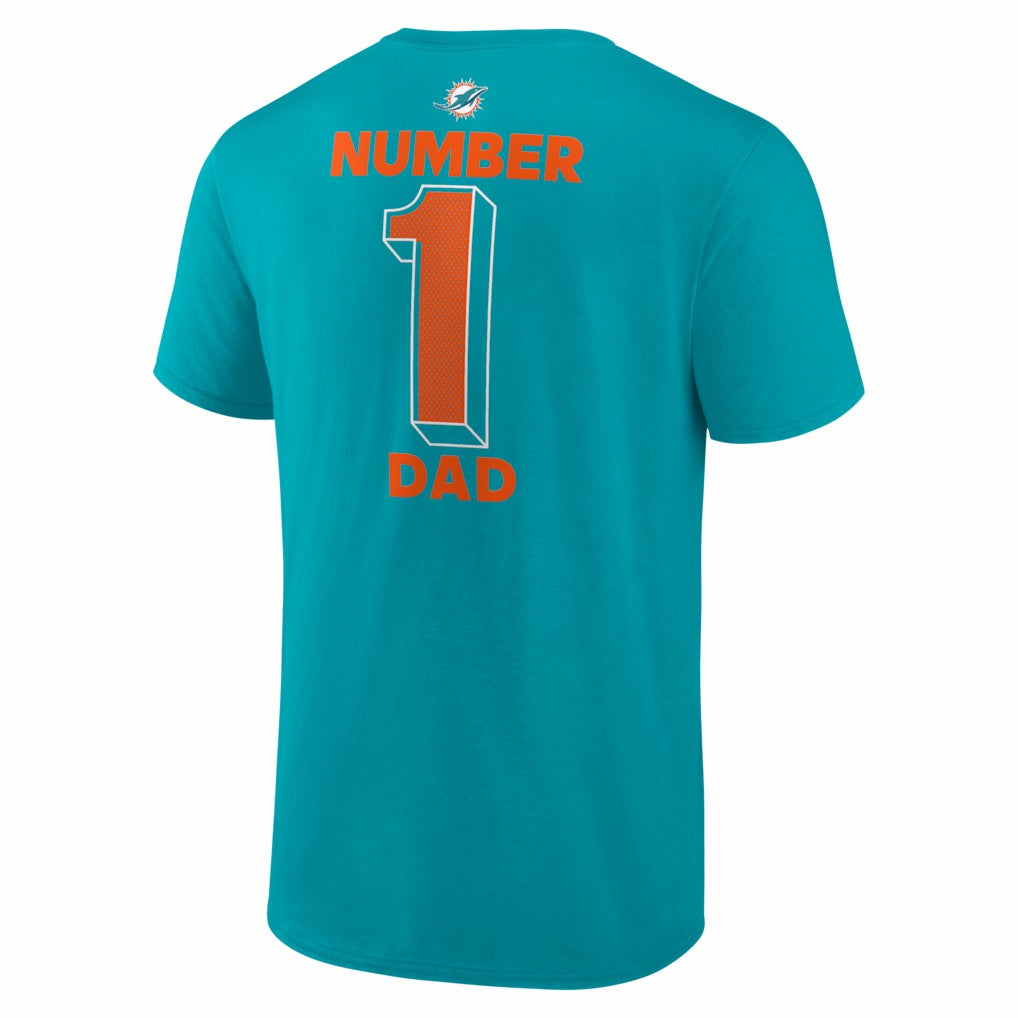 Miami Dolphins #1 Dad Jersey T-Shirt - Aqua - NFL