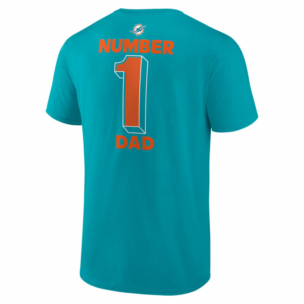 Miami Dolphins #1 Dad Jersey T-Shirt - Aqua - NFL