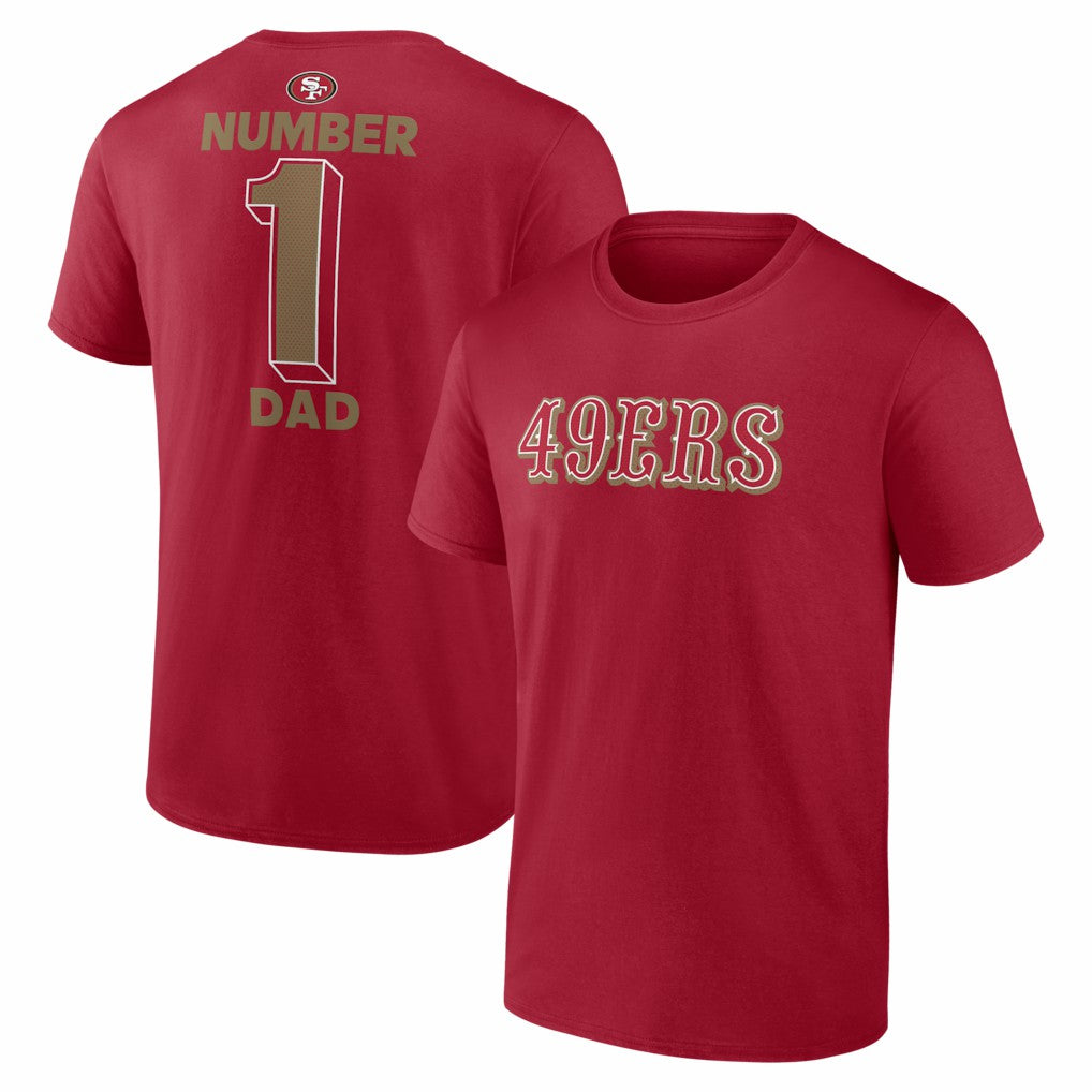 San Francisco 49ers #1 Dad Jersey T-Shirt - Scarlet - NFL