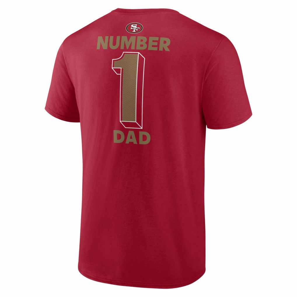 San Francisco 49ers #1 Dad Jersey T-Shirt - Scarlet - NFL